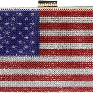 Glitter Women Rhinestone Evening Bag Flag Clutch Purse Diamonds Shoulder Handbag